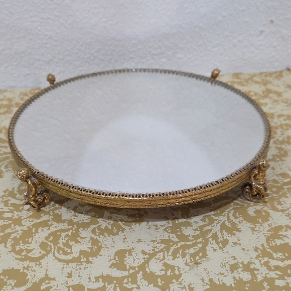 Other - Vintage Stylebuilt Accessories Cherub Footed Vanity Mirror Tray 10R